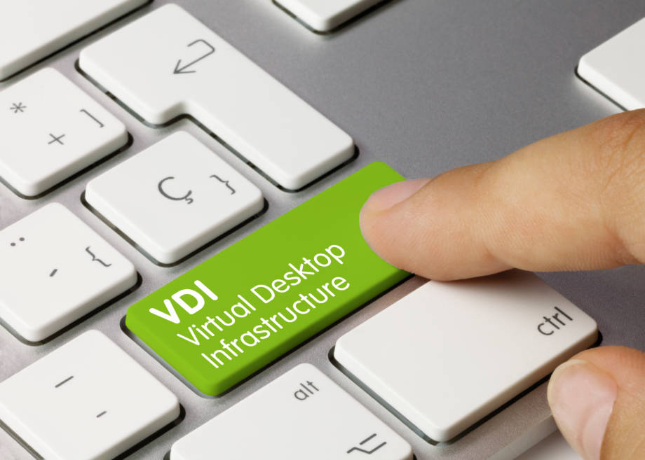 VDI virtual desktop infrastructure - Inscription on Green Keyboa