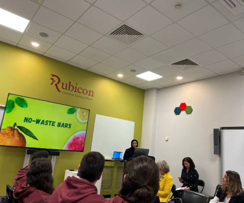 Centria students pitching their ideas in Food and Health in the Rubicon center at Cork, Ireland
