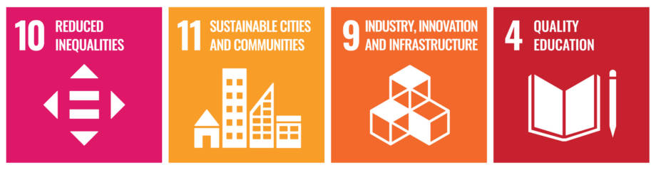 Sustainable development goals: Reduced inequalities; sustainable cities and communities; industry, innovation and infrastructure; quality education.