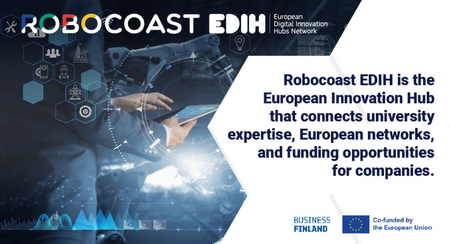 Robocoast image: Robocoast EDIH is the European Innovation Hub that connects university expertise, European networks, and funding opportunities for companies.