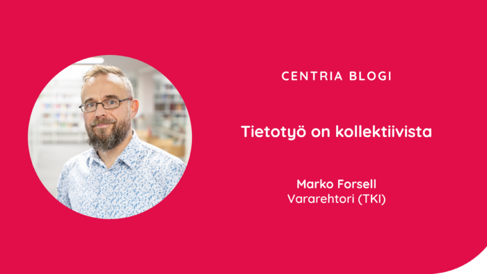 Kuvassa on kirjoittajan, vararehtori (TKI) Marko Forsellin profiilikuva sekä blogiartikkelin otsikko.