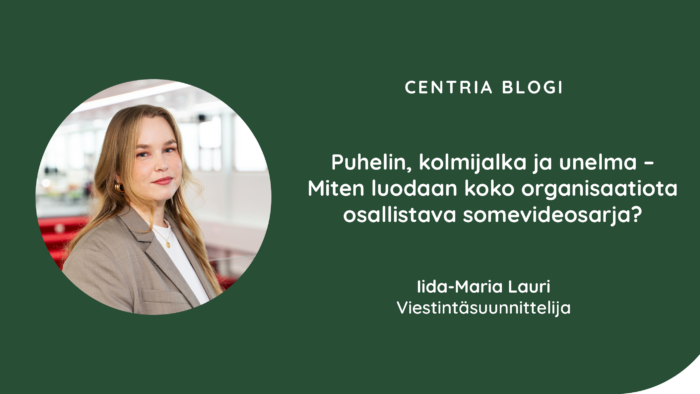 Kuvassa on blogiartikkelin kirjoittajan, viestintäsuunnittelija Iida-Maria Laurin profiilikuva sekä blogiartikkelin otsikko.