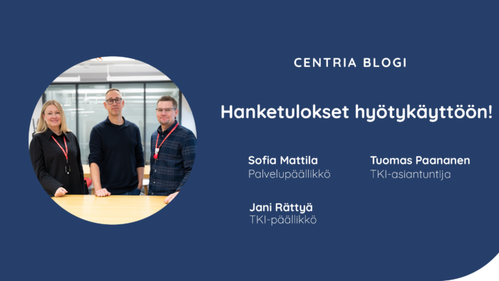 Kuvassa Sofia Mattila, Tuomas Paananen ja Jani Rättyä poseeraavat kameralle hymyillen.
